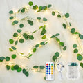 Eucalyptus Garland with 40 LED Fairy Lights – Lighted Greenery Vine with Remote & Timer, Dual Power (USB/Battery), IP44 for Cozy Home, Mantel, Wedding & Spring Decor