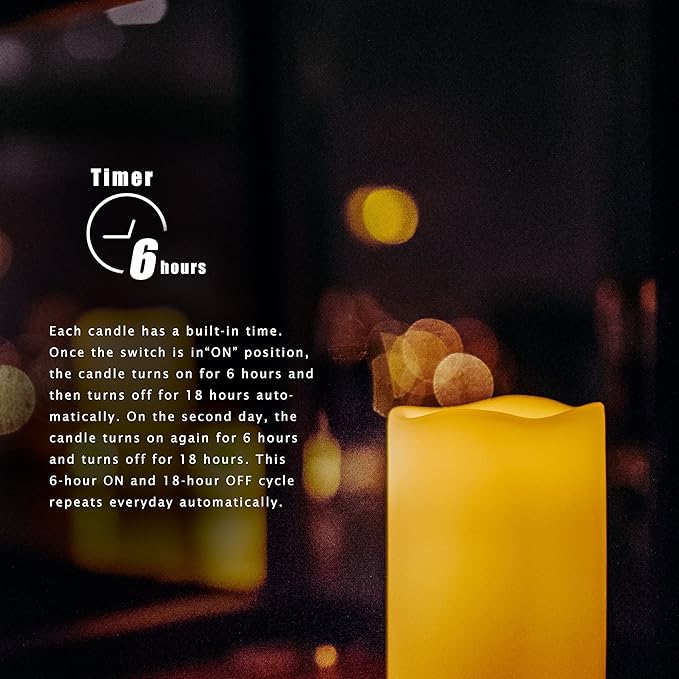 3 Waterproof Outdoor Battery Operated Flameless LED Pillar Candle with Timer Flickering Plastic Resin Electric Decorative Light for Lantern Patio Garden Home Decor Party Wedding Decorations 3x4 Inches