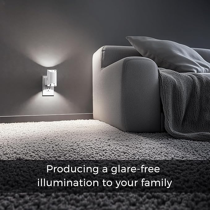 L LOHAS LED Night Light, Night Lights Plug into Wall, 5000K Daylight White, Dimmable Night Light 0-100LM with Light Sensor, Plug in Night Light for Hallway Bathroom Kitchen, 2 Pack