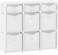 Cube Storage Organizer with Storage Bins Included - The Perfect Closet Organizers and Storage Solution. Includes 9 Storage Cubes, Great For Toy Storage, Closet Storage, Clothes Storage (White-Grey)