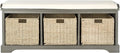 Safavieh American Homes Collection Lonan Grey and White Wicker Storage Bench
