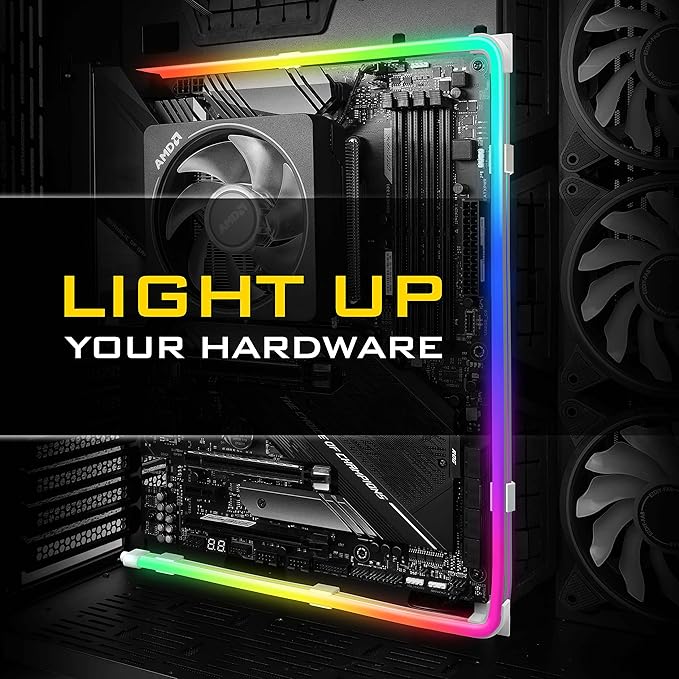 EZDIY-FAB Premium Addressable LED Strip Kit for PC 5V ARGB Motherboard Sync,Upgraded with 3-Kinds Mounting Clips-1X 1M/39.3in Smooth Lighting Strip