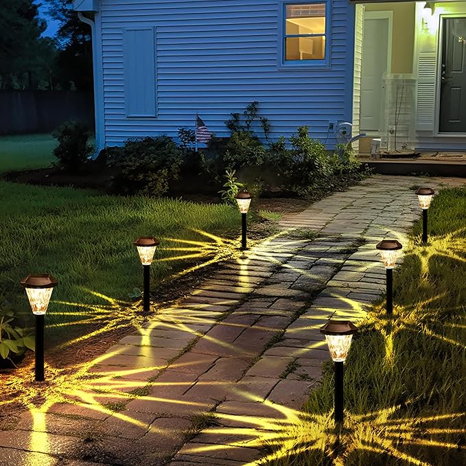 GIGALUMI 16 Pack Solar Lights Outdoor Waterproof, Outdoor Solar Lights for Yard, Solar Garden Lights, Yard Decorations Outdoor for Pathway, Patio, Garden, Driveway, Lawn, and Landscape(Warm White)