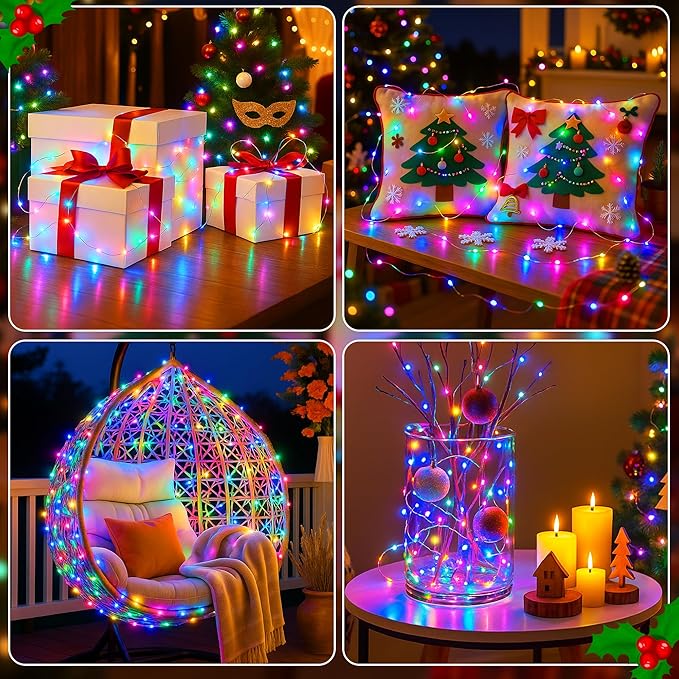 16FT 50 LED Fairy Lights Battery Operated with Timer, 8 Modes USB Mini Twinkle Light, Small String Lights for Christmas Tree Wreath Vase Bedroom DIY Party Decorations-Multi-Colored