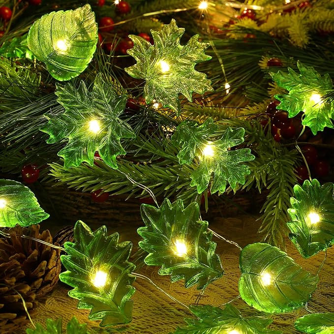 JASHIKA Artistic Leaf Fairy Lights for Bedroom Home Décor-USB & Battery Powered String Lights Indoor with Unique 3D Leaf Designs- LED Lights Garden Wall Table Decor 10ft 30LED with Remote