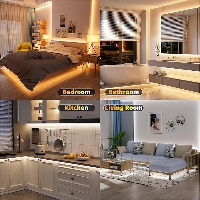 MIWISE COB LED Strip Light White LED Tape Lights 2700K-6500K 24V Color Changing Dimmable 32.8ft UL-Listed Super Bright with Remote & APP Control for Under Cabinets,Bedroom,Kitchen,Mirror,DIY Lighting