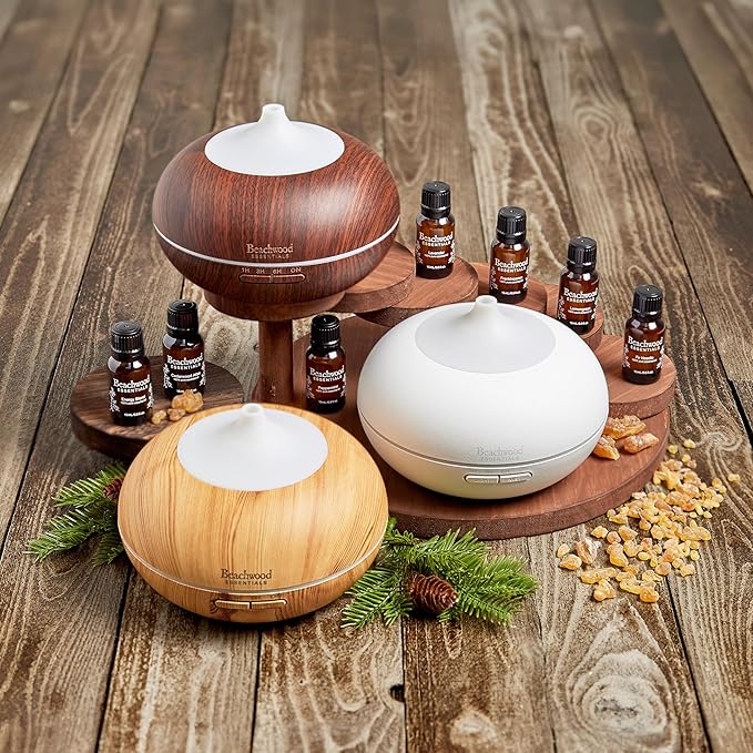 Ultimate Ultrasonic Aromatherapy Diffuser for Essential Oils - Therapeutic Grade, Helps You to Relax - 3 Timer & 7 Ambient Light Settings - Up to 16 Hours of Use - Cherry, 300mL