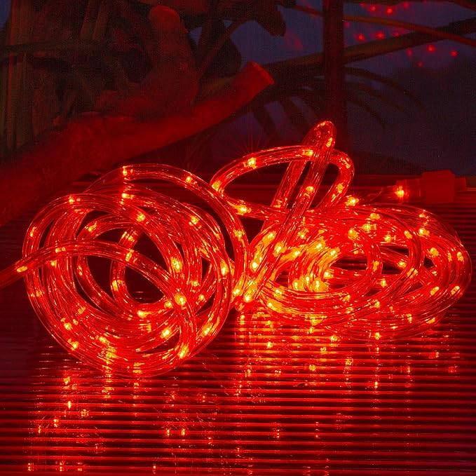 50ft Red Rope Lights, Connectable for Indoor & Outdoor,110V Transparent Flexible Tube Lights,Waterproof LED Rope Lighting For Outside, Deck, Patio, Pool, Camping, Bedroom Decor Landscape Lighting