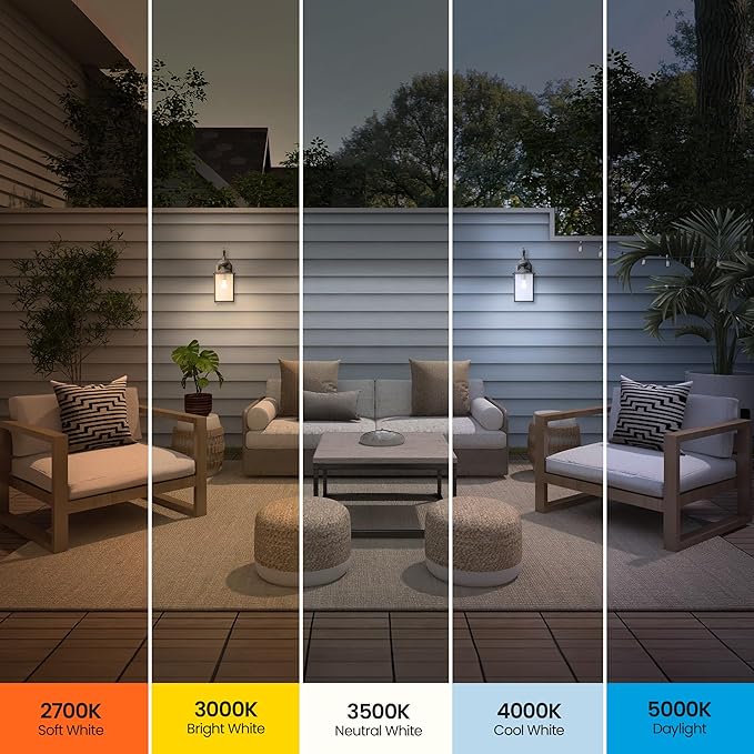 Feit Electric LED Dusk-to-Dawn Light Bulb, A19 60W Equivalent, 5CCT, Non-Dimmable, E26 Medium Base, 90 CRI, 800 Lumens, Adjustable White, 13 Years Lifetime, OM60/5CCTCA/DD/LEDI