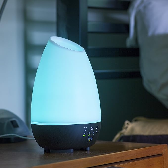 HealthSmart 500ML Essential Oil Diffuser for Large Rooms, Cool Mist Humidifier and Aromatherapy Diffuser, Adjustable Timer, Mist Mode and 7 LED Light Colors, White (Pack of 1)