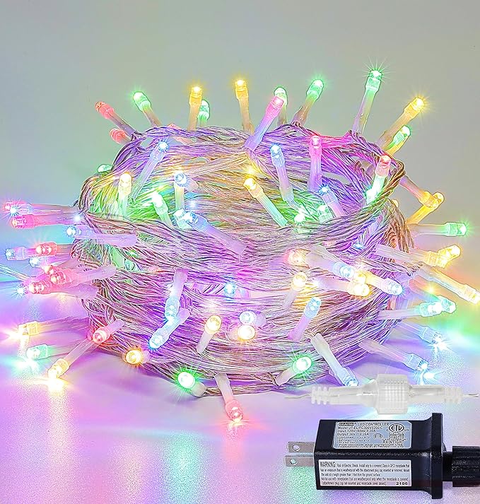 String Lights Indoor Bedroom, 33FT 100 LED Fairy String Lights Outdoor Waterproof, 8 Modes Memory Twinkle Christmas Light Plug in for Classroom Dorm Patio Tree Garden Decor (Multicolor)