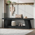 Tribesigns 63" Wooden Entryway Bench with Storage Shelf, Rustic Extra Long Bench, 2-Tier Narrow Hallway Seating Bench for Living Room, Bedroom, Kitchen(Black)