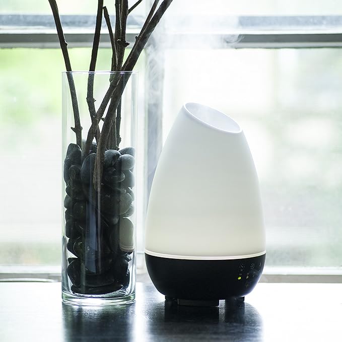 HealthSmart 500ML Essential Oil Diffuser for Large Rooms, Cool Mist Humidifier and Aromatherapy Diffuser, Adjustable Timer, Mist Mode and 7 LED Light Colors, White (Pack of 1)