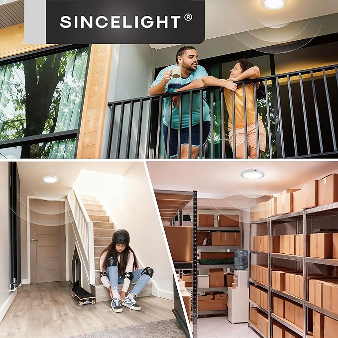 SINCELIGHT PIR Motion Sensor 18W LED Ceiling Light (Φ9''/220mm), Automatically ON/Off, Movement Activated, Dual Mode Turnable, Neutral White 4000K, Surface/Flush Mount for Hallway,Porch, Pack of 1