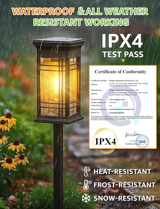 4 Pack Solar Lights Outdoor Waterproof, Bright Solar Pathway Lights with Auto On/Off, Weatherproof Garden Landscape Lighting for Yard Patio Walkway Lawn Decor