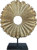 Modern Abstract Round Decorative Sculpture, Dining Living Room Desk Decor,Geometric Home Decor Statues,Shelf Top Decor Aesthetics, Coffee Tables or Office Shelves（Golden）