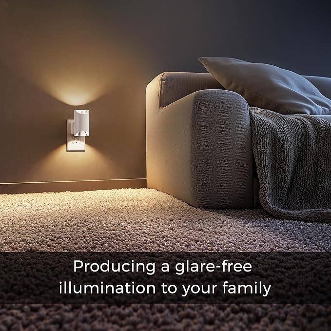 L LOHAS LED Night Lights Plug into Wall, Dimmable Night Light 0-100LM, Dusk to Dawn Sensor, Soft White 3000K, Plug in Nightlights for Hallway Bedroom Stairway, 2 Pack