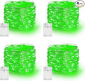 Dazzle Bright Fairy Lights Battery Operated, 4 Pack Total 80FT 240LED Silver Wire Waterproof String Lights, St. Patrick's Day Christmas Decorations for Indoor Outdoor Bedroom Yard Decor, Green