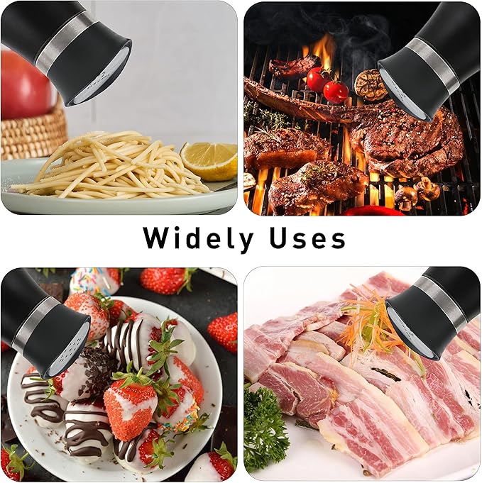 Lonffery Salt and Pepper Shakers, Stainless Steel and Glass Bottle, Set of 2, Black