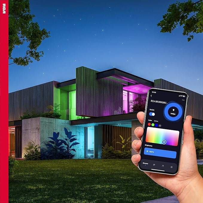 RCA WiFi LED Smart Light Bulbs 2-Pack, BR30 Indoor Flood Light 9W 60W Equivalent, Alexa Devices Compatible, Google Home, Dimmable Tunable White & Color Changing Lightbulb, 720 Lumens E26