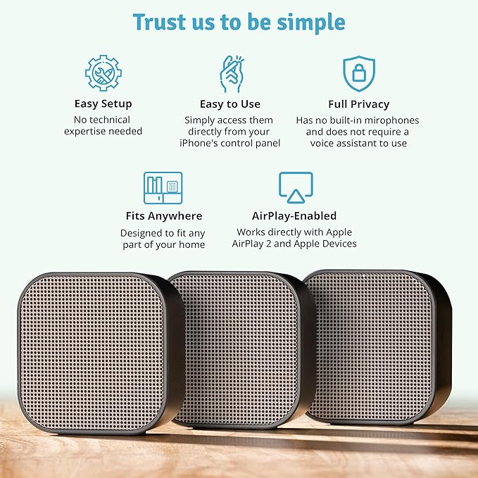 Dio Node Multiroom Wi-Fi Home Speakers (3-Pack), Works with Apple AirPlay 2 and Other Apple Devices, Immersive Sound System, Easy to Connect, Spotify Player