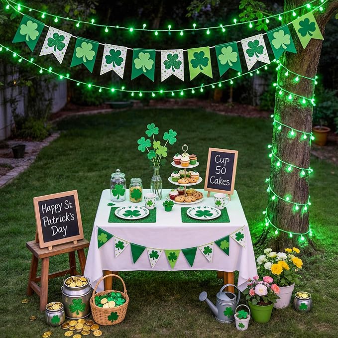 JMEXSUSS Connectable 100 LED Globe String Lights Indoor, 33ft 8 Modes Christmas String Light Plug in, Green Lights Outdoor for Room Bedroom Patio Deck Party St. Patrick's Day Decorations