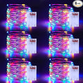 Christmas Multicolor Fairy Lights Battery Operated 6 Pack 16.4Ft 50 LEDs Silver Copper Wire Twinkle Lights for Halloween Bedroom Indoor Outdoor Wedding Dorm Parties Holiday Yard Decorations