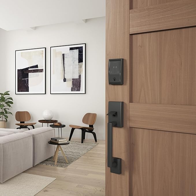 Schlage Encode Plus Smart Wi-Fi Lock for Front Door, Keyless Entry Deadbolt, Unlock with Apple Watch, Built-in WiFi and App Control, Easy Install, Alexa & Apple HomeKit Compatible, Matte Black