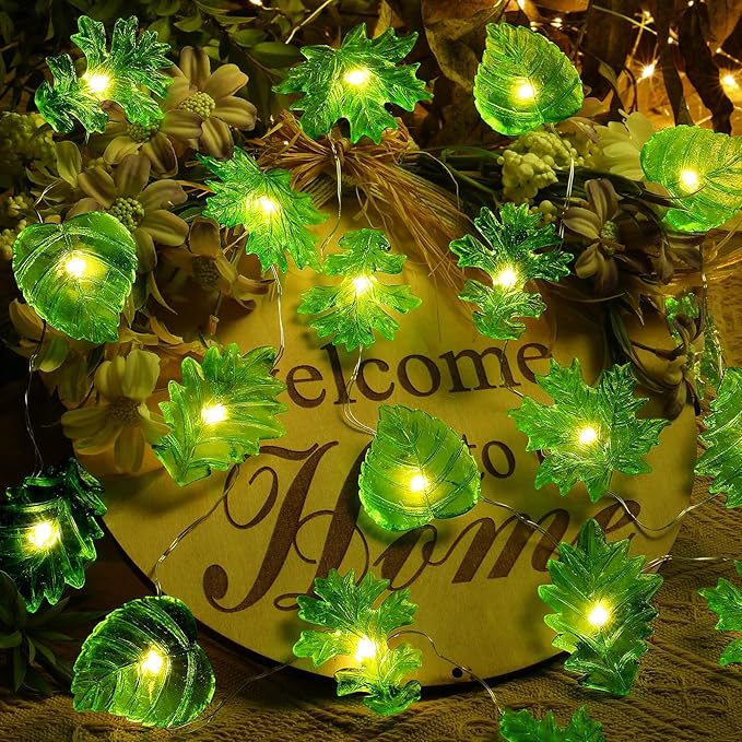 JASHIKA Artistic Leaf Fairy Lights for Bedroom Home Décor-USB & Battery Powered String Lights Indoor with Unique 3D Leaf Designs- LED Lights Garden Wall Table Decor 10ft 30LED with Remote