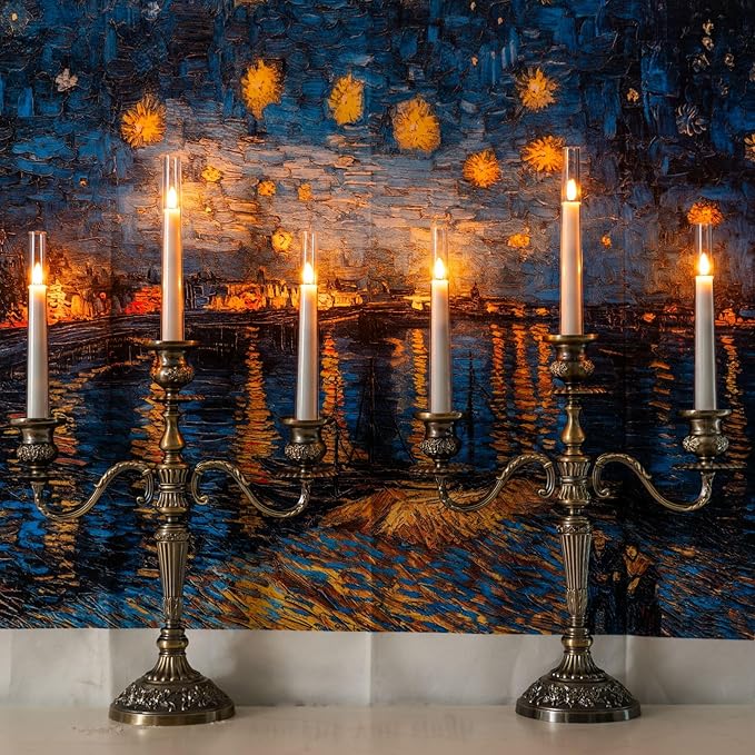Homemory 6 Pcs Flameless Taper LED Candles with Remote and Timer, 3D Wick Flickering, Window Candles with 2 Light Modes, Battery Operated for Xmas Wedding Decor, 9.6 Inch