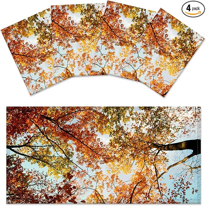 4 Pack Fluorescent Light Covers for Ceiling Lights -Magnetic Cloud Cover for Fluorescent Or LED Fixture 2ft x 4ft Classroom,Home,Office Decoration Filters Overhead Lighting-Autumn leaves