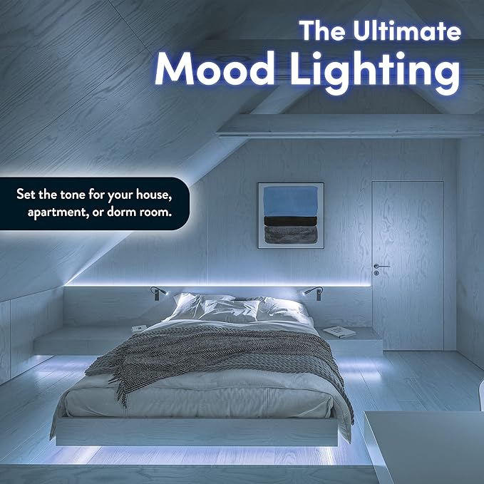 Power Practical USB Bias Lighting, LED TV Backlight Strip, Ambient Home Theater Light, TV Accent Lighting to Reduce Eye Strain, Improve Contrast, White, X-Large (41"-59" TV)