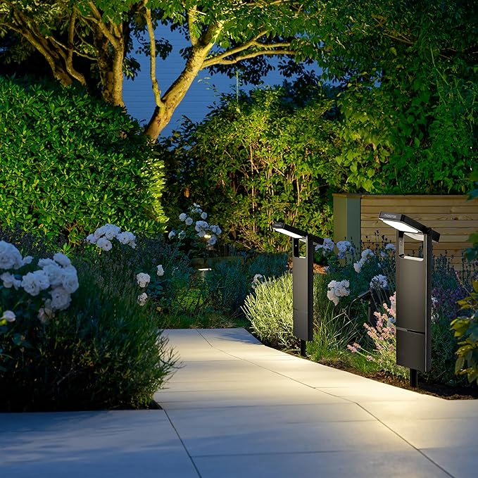 Solar Pathway Lights Outdoor with 360° Adjustable Head, 40 LED Cool White Yard Lights, Waterproof IP65, Solar Powered Landscape Light for Garden & Driveway with 2 Brightness Modes (4-Pack)