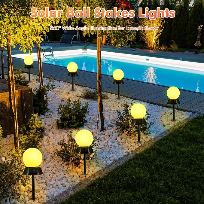 BlcTec Solar Pathway Lights Outdoor, Warm White Path Lights with 3-Sided Solar Panels, 18H Runtime, IP65 Waterproof, Auto On/Off for Patio, Garden, Lawn, Driveway, Yard, Landscape Decor, 4 Pack