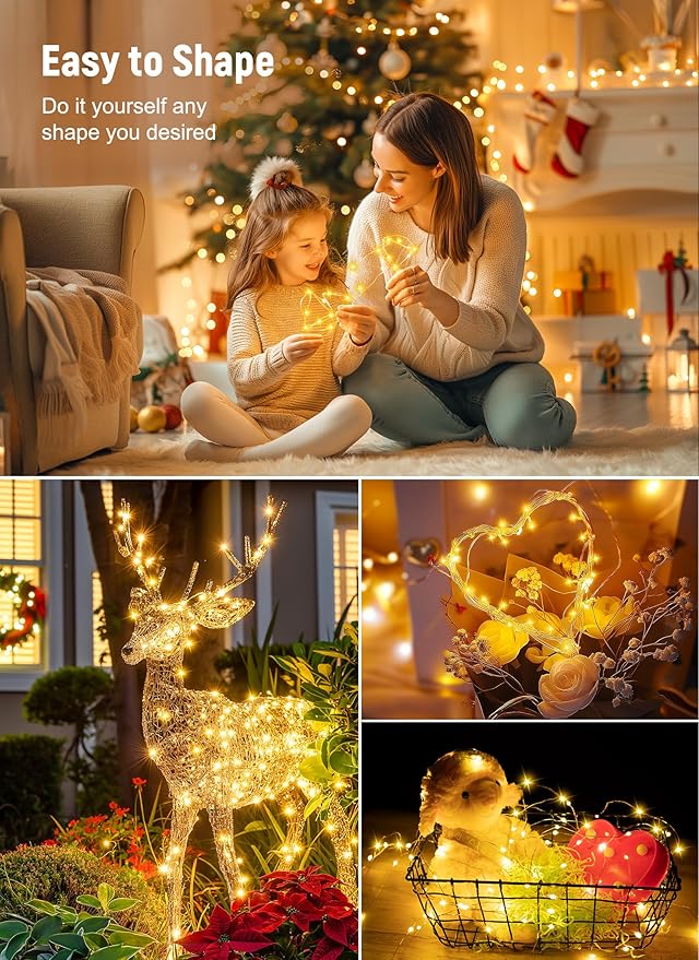 Minetom Twinkle Fairy Lights, 33 ft 100 LED USB Plug in String Lights with Remote and Timer, Waterproof 8 Modes for Bedroom Indoor Wreath DIY Party Wedding Holiday Christmas Ramadan Decorations