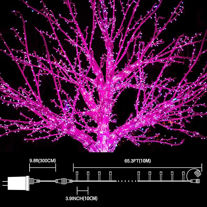 LAMPHOME 33ft Valentine's Day String Lights, Christmas Decorative Mini Lights, 100 LED Pink Fairy Starry String Lights Plug in, 16 Lighting Modes for Valentines Day Tree Decorations (Pink)