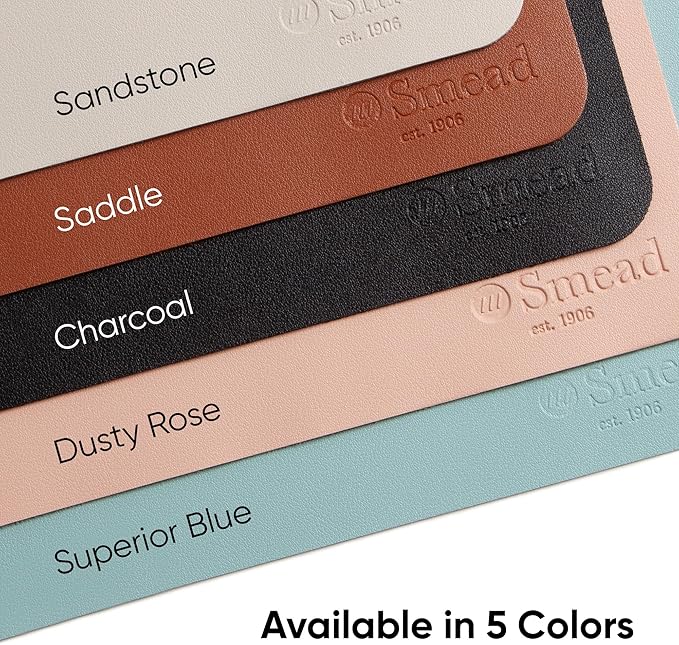 Smead Desk Pad, Vegan Leather Desk Mat with Non-Slip Faux Suede Backing, Perfect Desk Organizer for Office Decor, 31.5” x 15.7” Medium, Dusty Rose (64834)