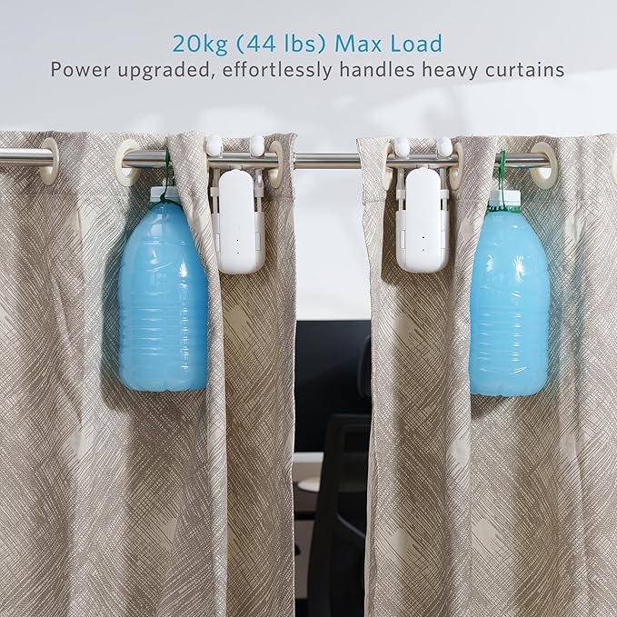 Automatic Curtain Opener Smart Motorized: 2-Pack Heavy Duty 20KG Load Electric Curtain Robot with Remote for Bedroom Living Room│6-Month Battery for Home/Office/Nursery│No WiFi Needed