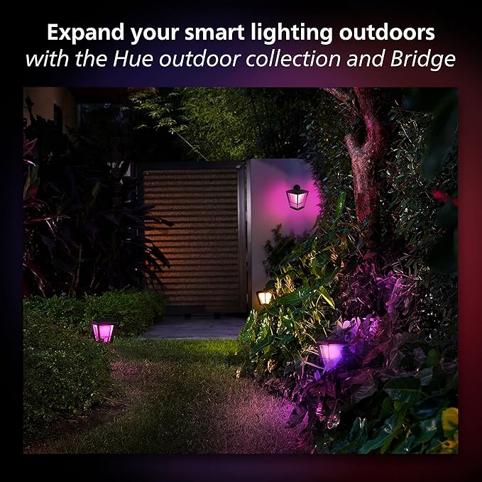 Philips Hue Discover Outdoor Smart Flood Light Fixture, Black - 15W, White and Color Ambiance LED Color-Changing Light - 2 Pack - Requires Hue Bridge - Control with Hue App and Voice - Weatherproof