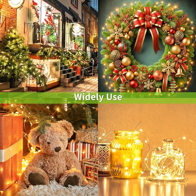 2 Pack Solar Fairy Lights Outdoor, 33 Feet 100 LEDs 8 Modes String Lights for Outside, Waterproof Solar Outdoor Light for Patio Yard Christmas Tree Halloween Wedding Party Decorations, Orange