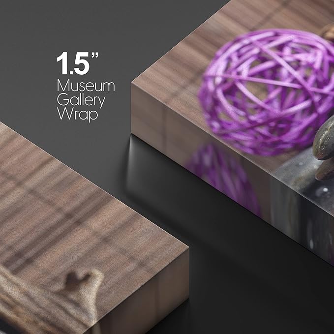 wall26 Canvas Print Wall Art Zen Stones with Purple Orchid and Calming Candles Nature Floral Photography Realism Rustic Colorful Multicolor Ultra for Living Room, Bedroom, Office - 16"x24"