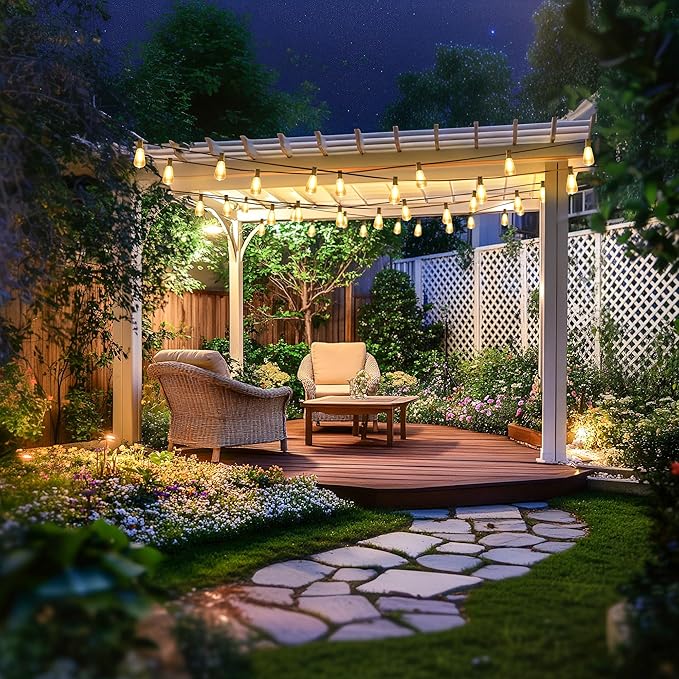 Outdoor String Lights 26 FT 14 Shatterproof LED Bulbs, UL Certified Patio Lights Outdoor Light Strings Waterproof for Patio Yard Outside Party Wedding, Connectable Dimmable 13 Sockets 2700K