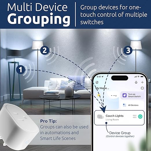 Smart Plug Energy Monitoring | Compatible with Alexa, Google Home Assistant, iPhone, Siri, Android, Power Tracking 15A 1800W, No Hub Required Energy Monitoring Outlet (Energy Monitoring, 4)
