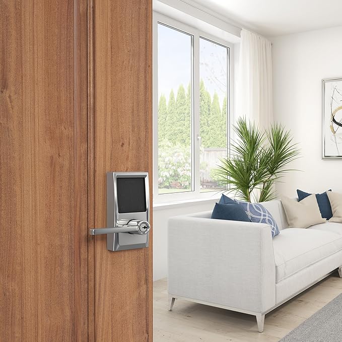 Schlage Encode Smart Wi-Fi Lock with Lever Handle, Touchscreen Keypad, Keyless Entry Door Lock, App Control, Alexa, Google Home and Airbnb Compatible, Bright Chrome, FE789WB CEN 625 LAT