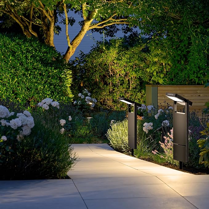 Solar Pathway Lights Outdoor with 360° Adjustable Head, 40 LED Warm White Yard Lights, Waterproof IP65, Solar Powered Landscape Light for Garden & Driveway with 2 Brightness Modes (4-Pack)