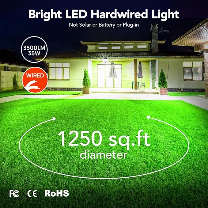 OREiN 3CCT Flood Lights Outdoor 3500LM 35W Motion Sensor Outdoor Lights, 6000K/4000K/2700K LED Security Lights Dusk to Dawn, IP65 Waterproof Motion Sensor Flood Lights for Garage, Yard, 1 Pack