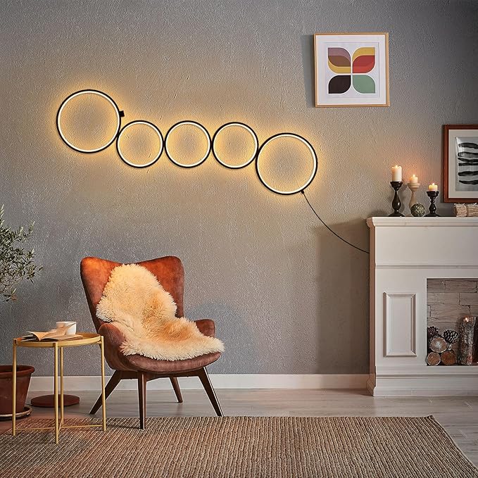 NUÜR 43.3" Modern Floor Lamp, Ring Standing Lamp, Dimmable, Metallic Feel, Artistic Trendy Design, Energy-Saving, Touch Switch, Ideal for Home, Office, Eco-Friendly