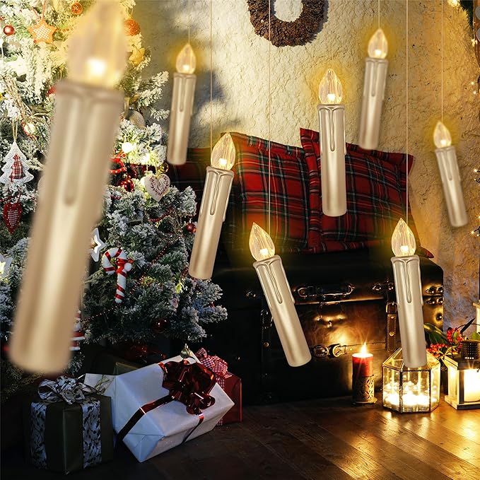 Short Candlesticks LED Taper Candle,4inches Remote Candle Sticks Gold Battery Operated Chandelier Flameless Candles with Clip Flickering Warm White Lights for Wedding Party Baroque Chandelier