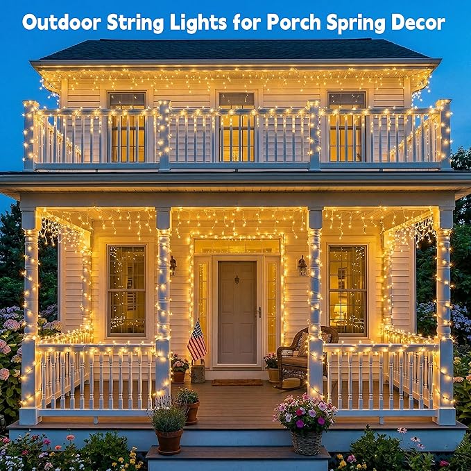JMEXSUSS 200 LED String Lights Indoor Outdoor Clear Wire, Connectable Warm White Christmas String Lights for Bedroom, 66 Ft Twinkle Fairy Light Plug in for Wedding Home Tree Yard Patio Spring Decor