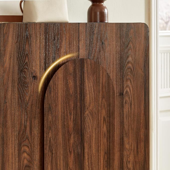 ONBRILL Shoe Storage Cabinet with Doors, Large Shoe Cabinet Storage for Entryway, Wooden 6 Tier Shoe Organizer Cabinets with Adjustable Shelves for Entrance Hallway Living Room Foyer (Walnut)